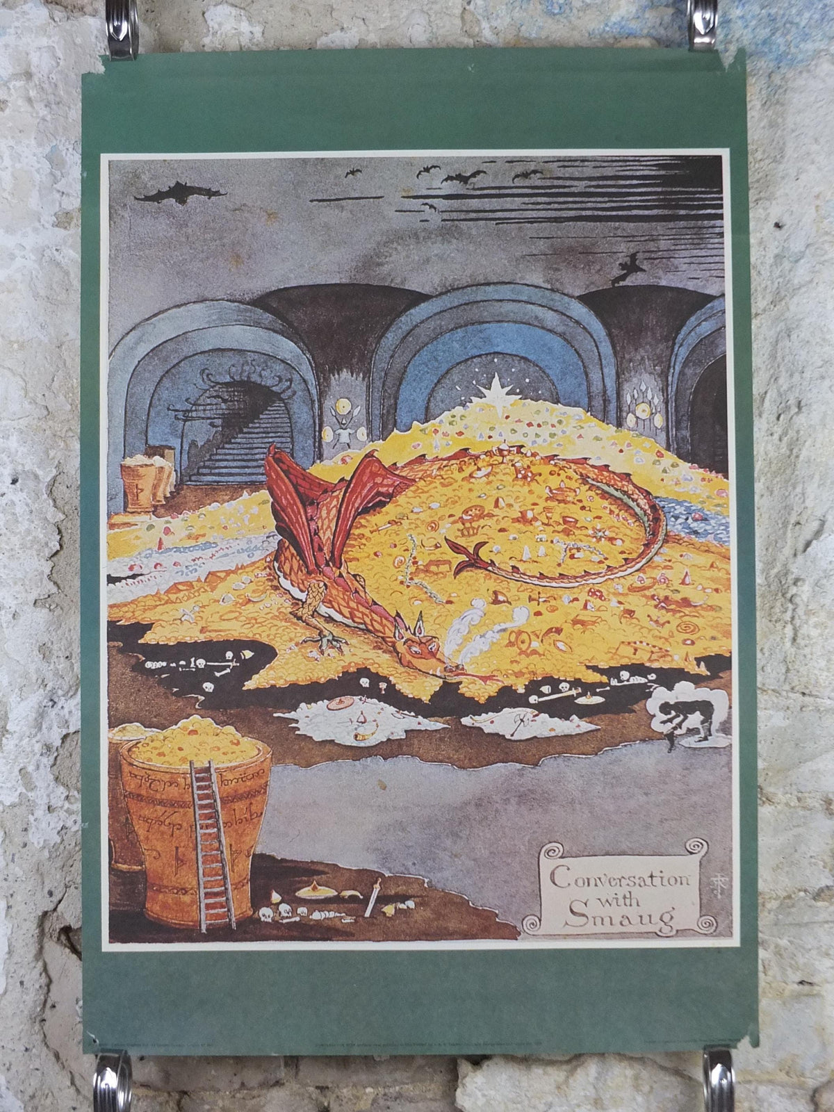 1970s Conversation with Smaug Poster, J.R.R. Tolkien, George Allen & Unwin Lord of the Rings, Hobbit, Camden Graphics fantasy wall art decor