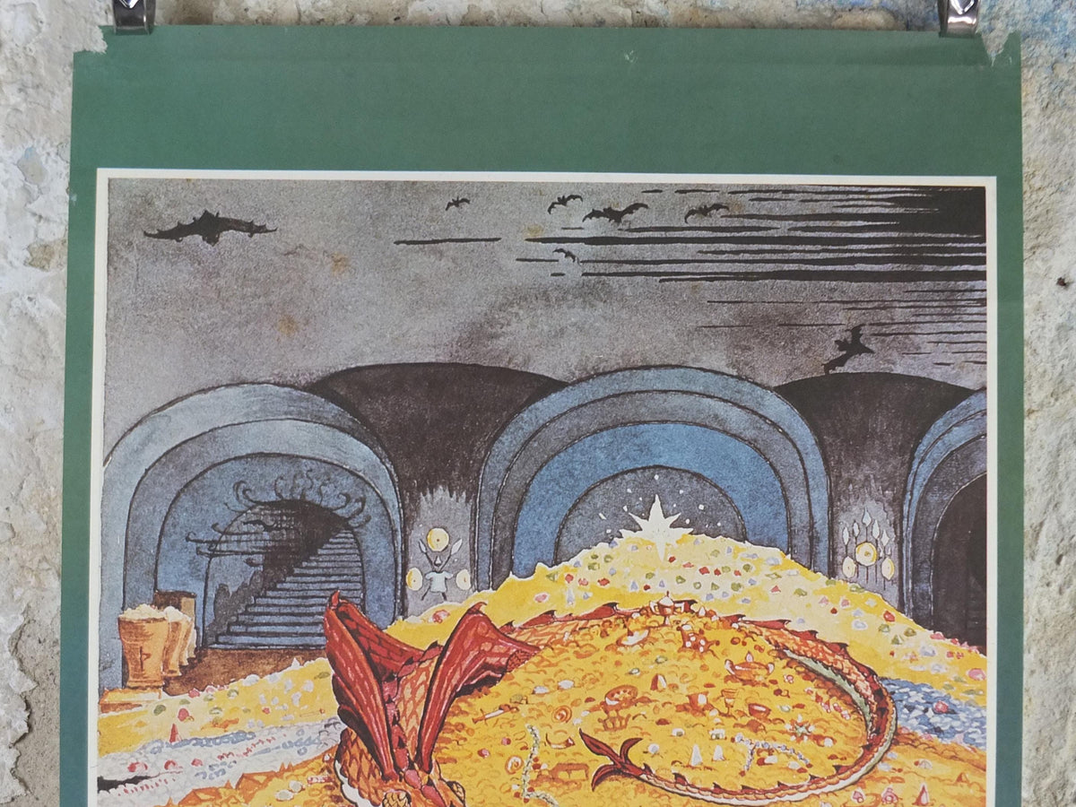 1970s Conversation with Smaug Poster, J.R.R. Tolkien, George Allen & Unwin Lord of the Rings, Hobbit, Camden Graphics fantasy wall art decor