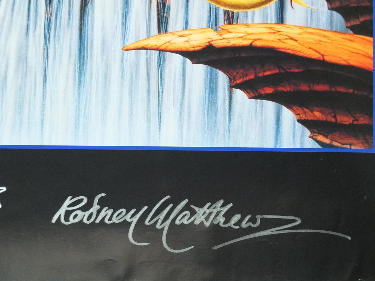 signed 1996 Asia Arena Poster, signed by Rodney Matthews, 4121, epic adventure quest art, Wizards & Genius, fantasy wall art decor