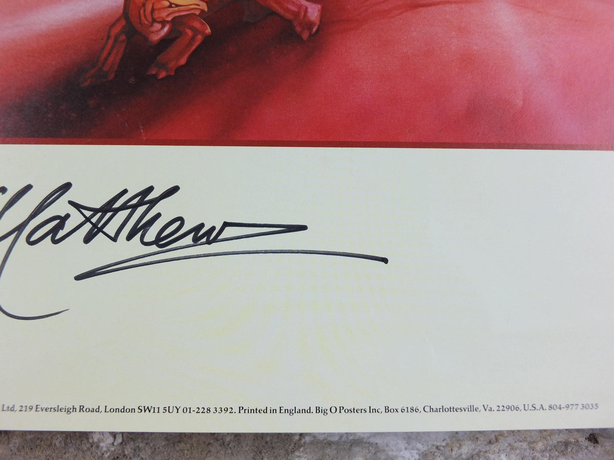 1977 signed Rodney Matthews Poster, Arrival of the Fire Clown, GA71 epic adventure quest art, Big O Posters, fantasy wall art decor