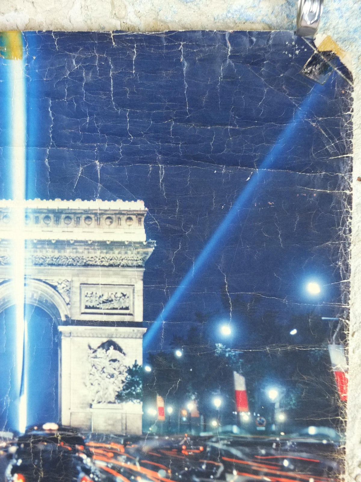 1962 Arc de Triomphe Paris Poster, Champs-Élysées at the centre of Place Charles de Gaulle, France, well worn, travel wall art decor