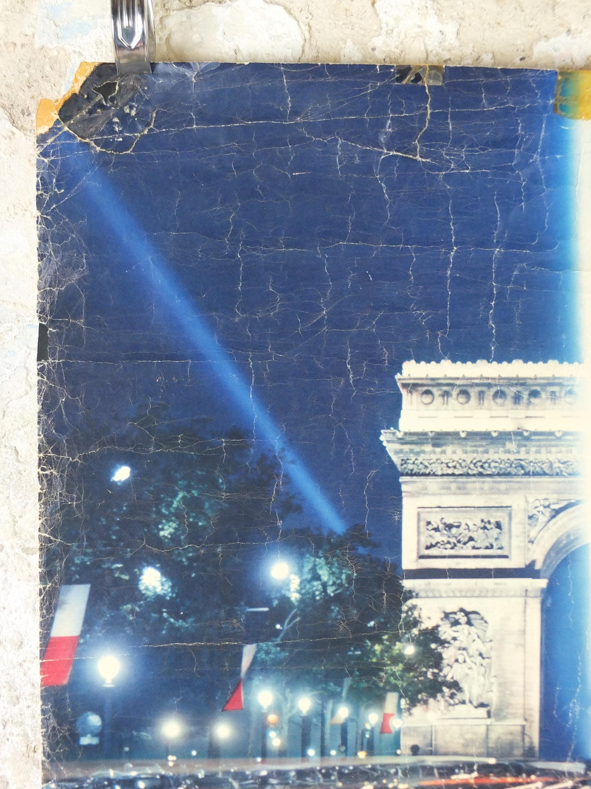 1962 Arc de Triomphe Paris Poster, Champs-Élysées at the centre of Place Charles de Gaulle, France, well worn, travel wall art decor