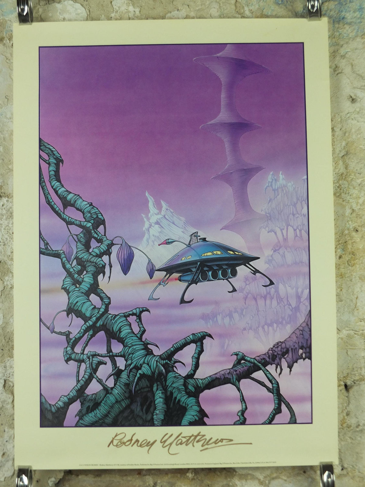 1977 signed Rodney Matthews Poster, Venus Cruisier, GA73 epic scifi adventure quest art, Big O Posters, fantasy wall art decor