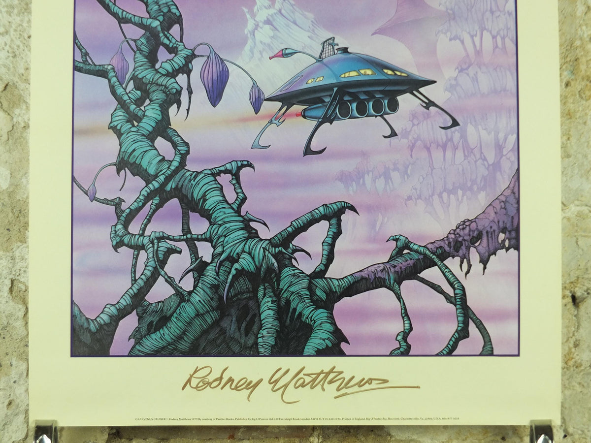 1977 signed Rodney Matthews Poster, Venus Cruisier, GA73 epic scifi adventure quest art, Big O Posters, fantasy wall art decor