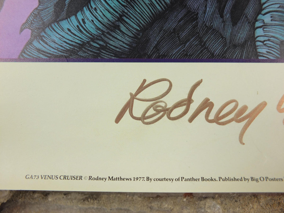 1977 signed Rodney Matthews Poster, Venus Cruisier, GA73 epic scifi adventure quest art, Big O Posters, fantasy wall art decor