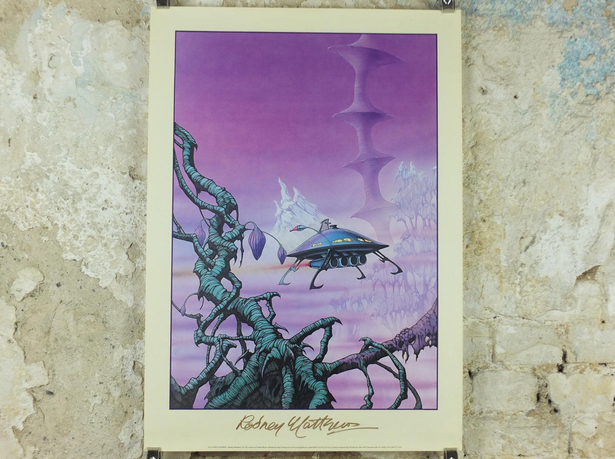 1977 signed Rodney Matthews Poster, Venus Cruisier, GA73 epic scifi adventure quest art, Big O Posters, fantasy wall art decor