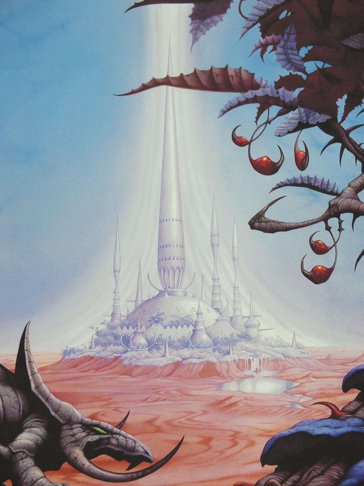signed 2007 Magnum Chase the Dragon Poster, signed by Rodney Matthews, epic adventure quest art, triceratops dinosaur, scifi wall art decor