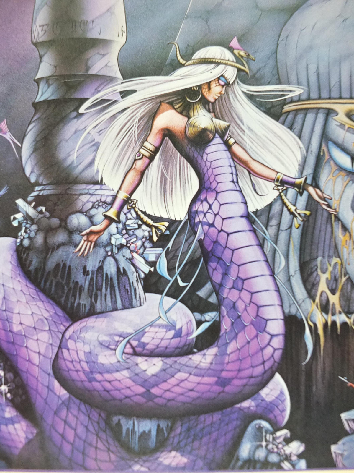 1978 signed Rodney Matthews Poster, The Face in the Abyss, GA86 epic scifi adventure quest art, Big O Posters, fantasy wall art decor