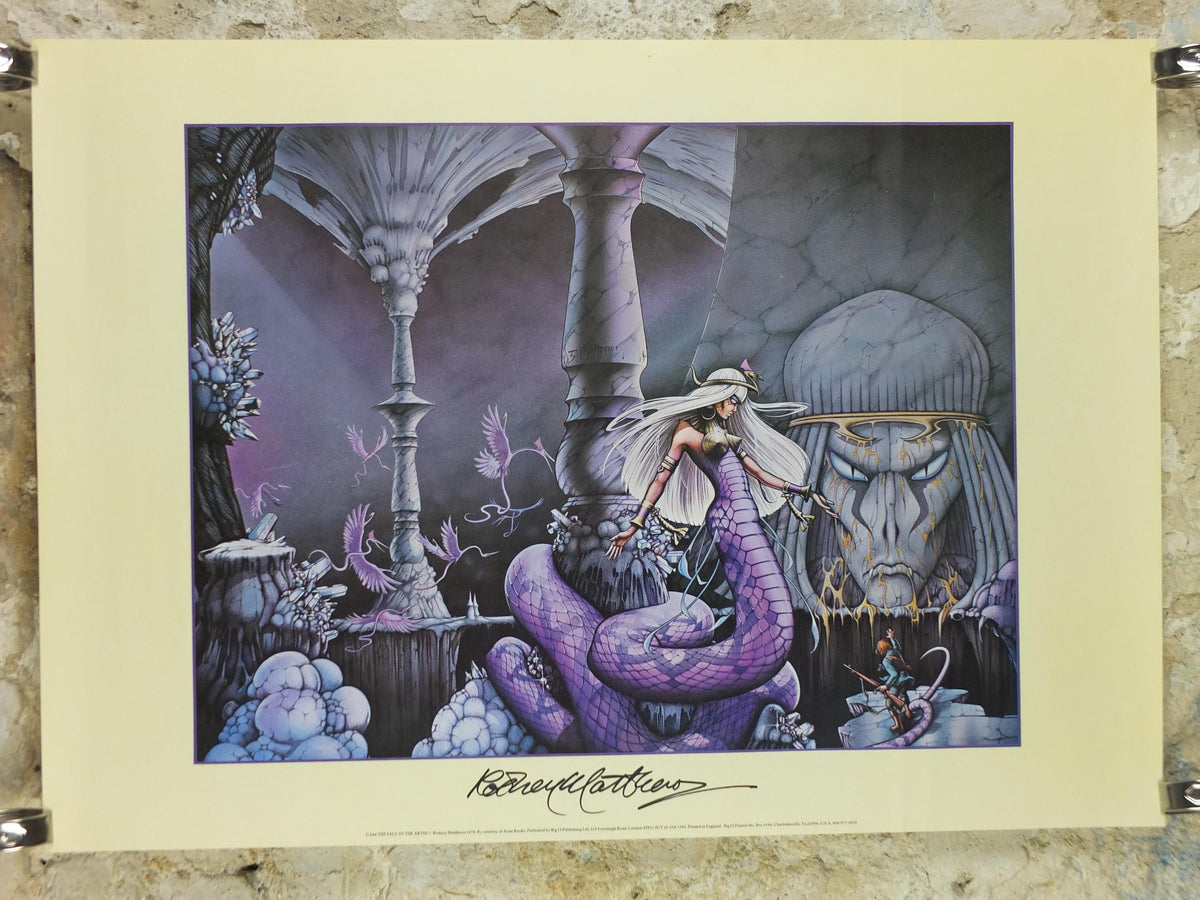 1978 signed Rodney Matthews Poster, The Face in the Abyss, GA86 epic scifi adventure quest art, Big O Posters, fantasy wall art decor