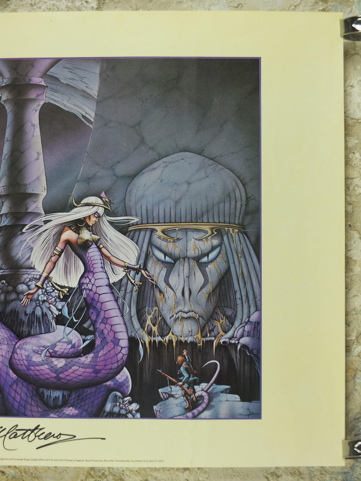 1978 signed Rodney Matthews Poster, The Face in the Abyss, GA86 epic scifi adventure quest art, Big O Posters, fantasy wall art decor