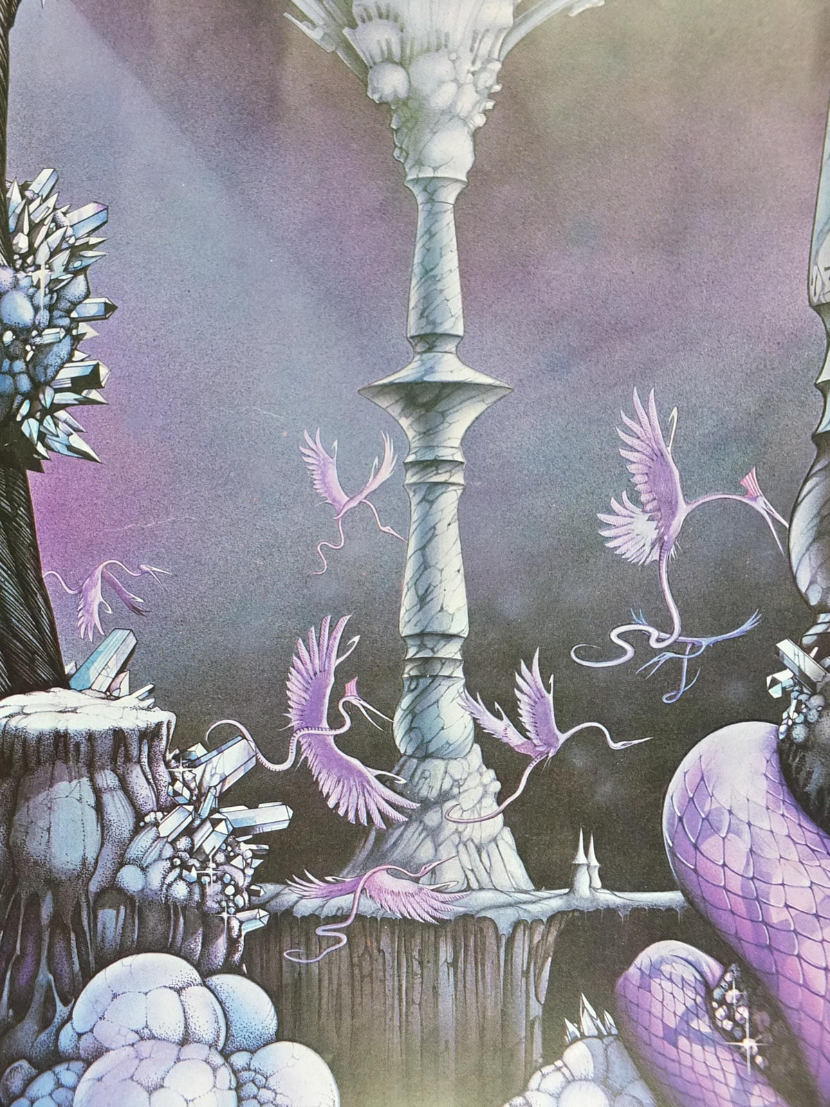 1978 signed Rodney Matthews Poster, The Face in the Abyss, GA86 epic scifi adventure quest art, Big O Posters, fantasy wall art decor