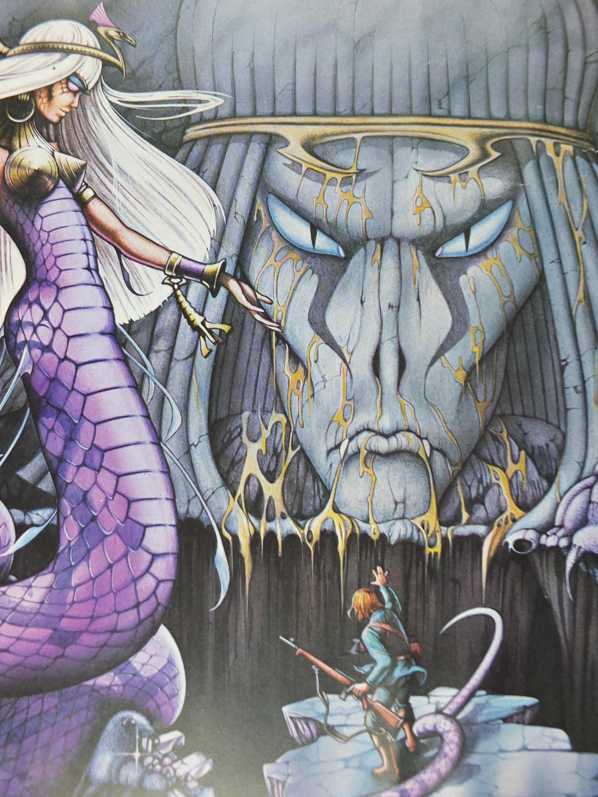 1978 signed Rodney Matthews Poster, The Face in the Abyss, GA86 epic scifi adventure quest art, Big O Posters, fantasy wall art decor