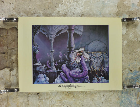 1978 signed Rodney Matthews Poster, The Face in the Abyss, GA86 epic scifi adventure quest art, Big O Posters, fantasy wall art decor