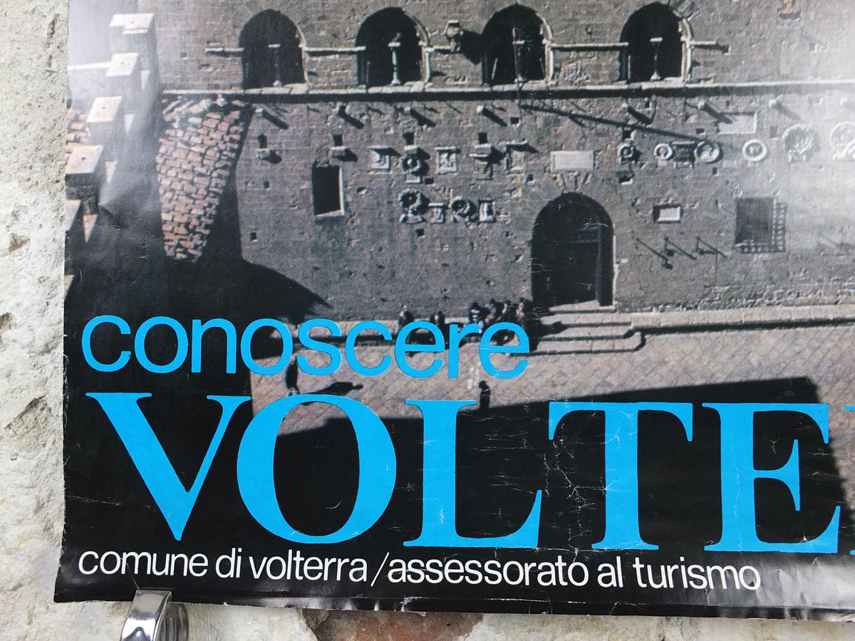 1970s Volterra Travel Poster, Palazzo dei Priori, Vintage Italian Tuscany, Italy travel tourism, holiday, wall art decor