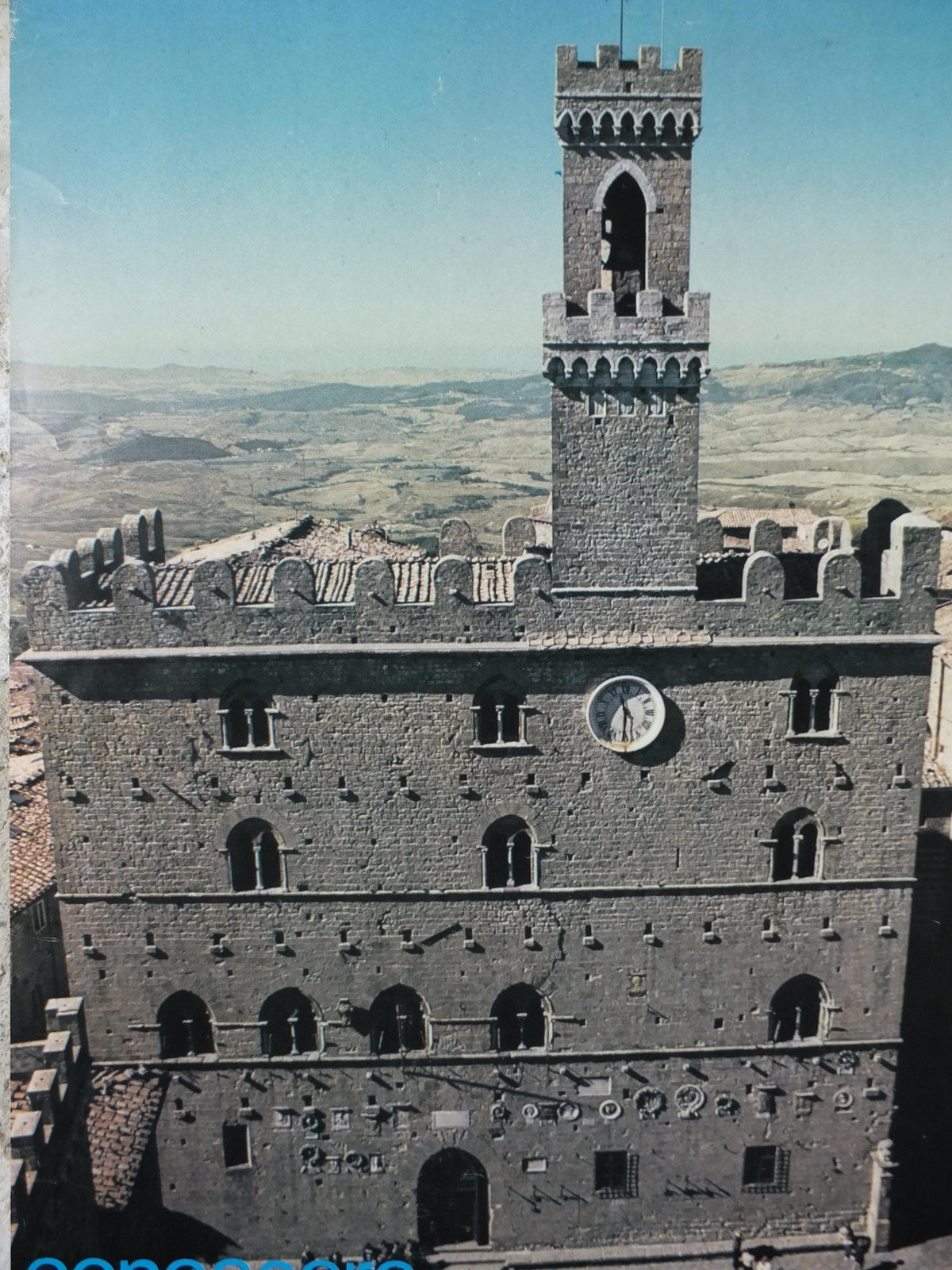 1970s Volterra Travel Poster, Palazzo dei Priori, Vintage Italian Tuscany, Italy travel tourism, holiday, wall art decor