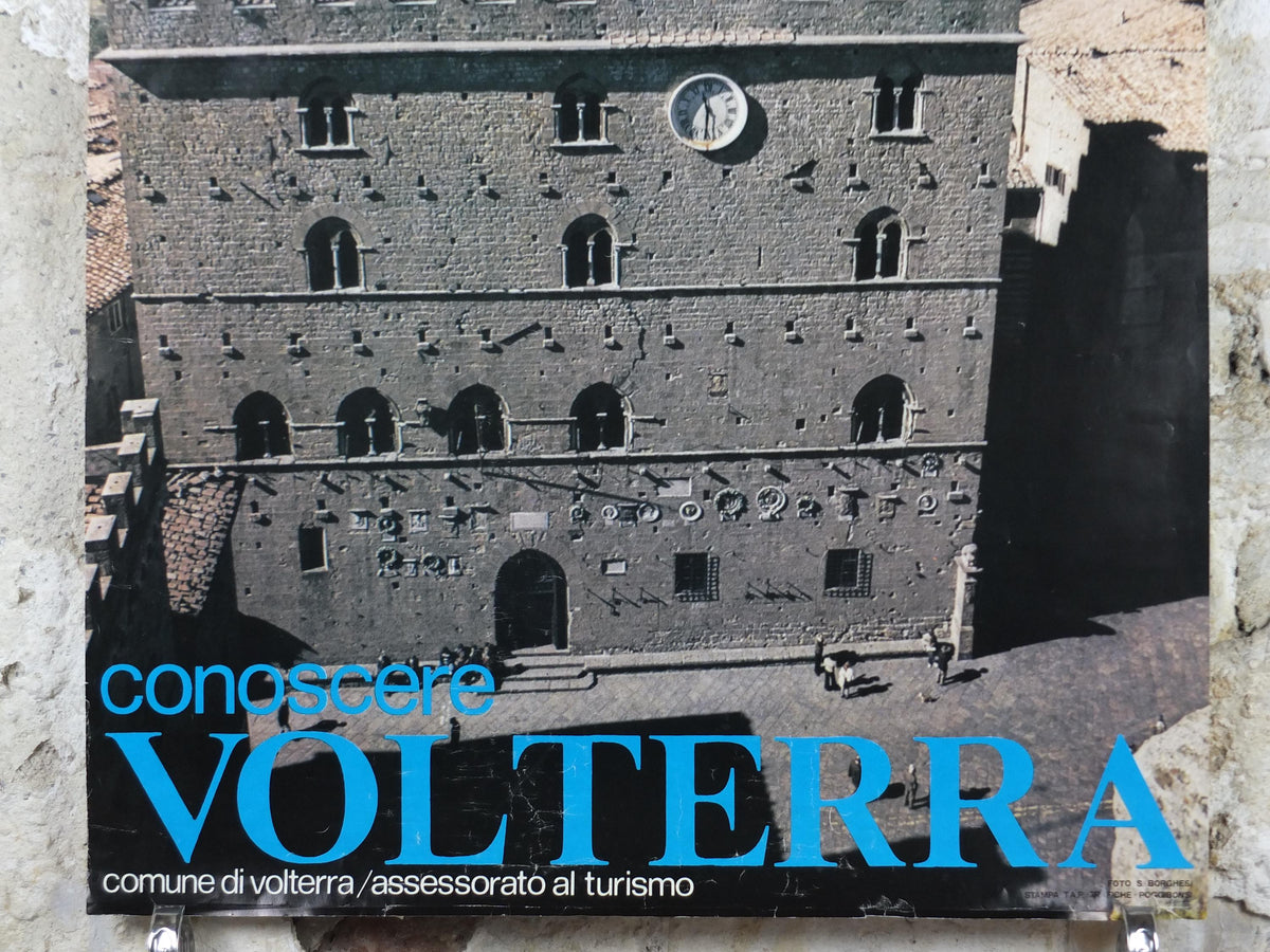 1970s Volterra Travel Poster, Palazzo dei Priori, Vintage Italian Tuscany, Italy travel tourism, holiday, wall art decor