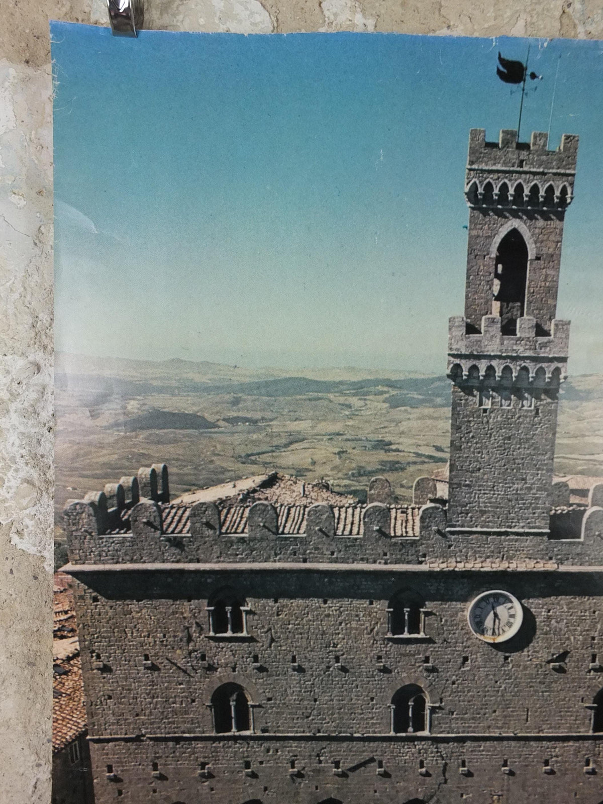 1970s Volterra Travel Poster, Palazzo dei Priori, Vintage Italian Tuscany, Italy travel tourism, holiday, wall art decor