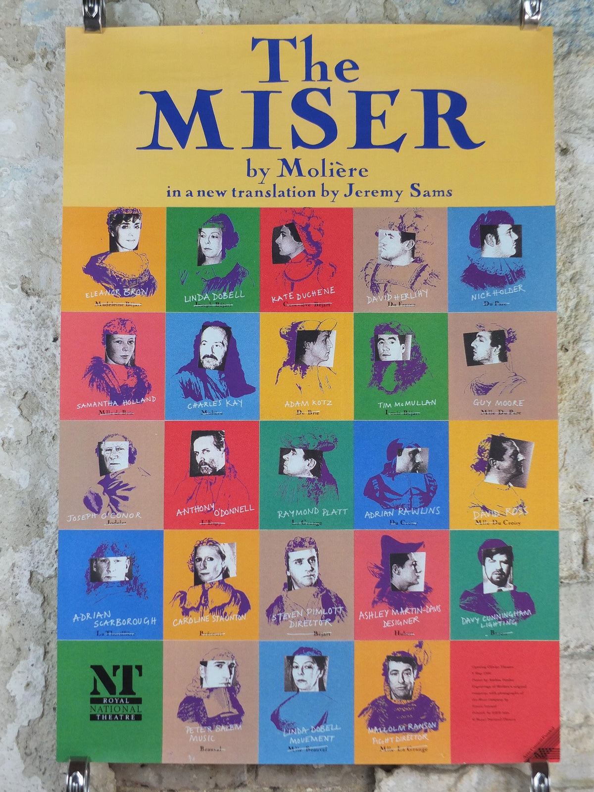 1991 The Miser by Moliere Poster, Royal National Theatre, Olivier Theatre, South Bank, London, play comedy, wall art decor