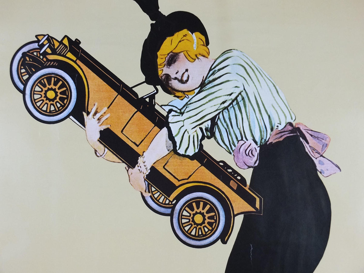 Mercedes Benz Poster, Mein Benz 1914, art deco or art nouveau, German vintage, Advertising print wall art decor