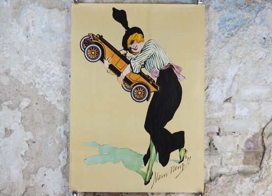 Mercedes Benz Poster, Mein Benz 1914, art deco or art nouveau, German vintage, Advertising print wall art decor