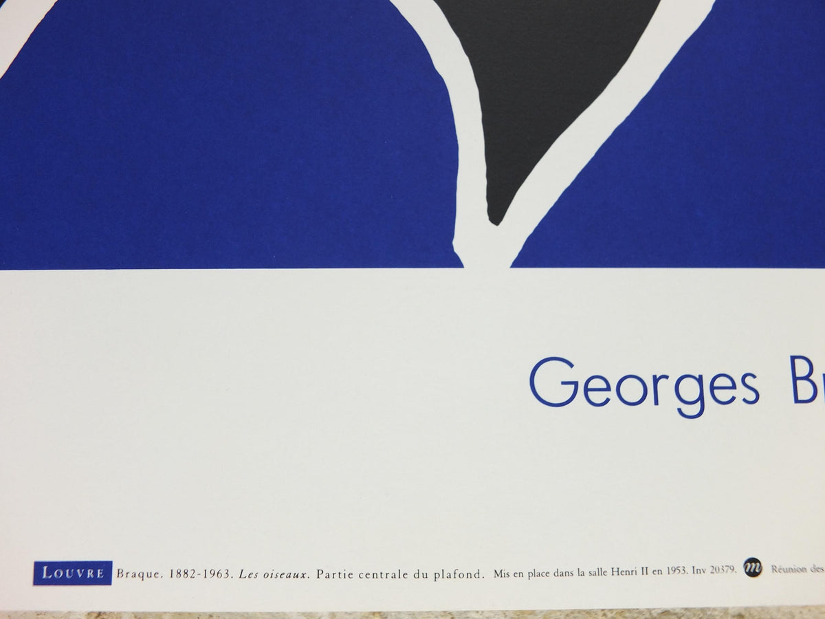 1991 Georges Braque Poster, The Birds, Les Oiseaux from 1953, The Louvre, Cubism, Fauvism, artist gallery exhibition, wall art decor