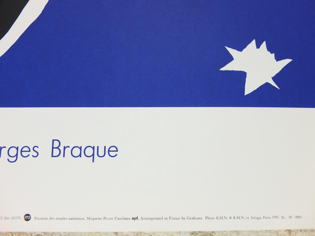 1991 Georges Braque Poster, The Birds, Les Oiseaux from 1953, The Louvre, Cubism, Fauvism, artist gallery exhibition, wall art decor