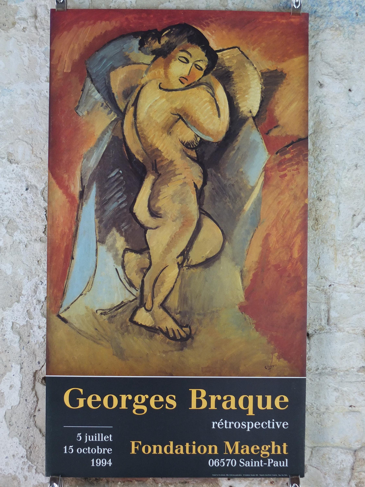 1994 Georges Braque Poster, Grand Nu, Nu deboute from 1908, Fondation Maeght, Cubism, Fauvism, artist gallery exhibition, wall art decor
