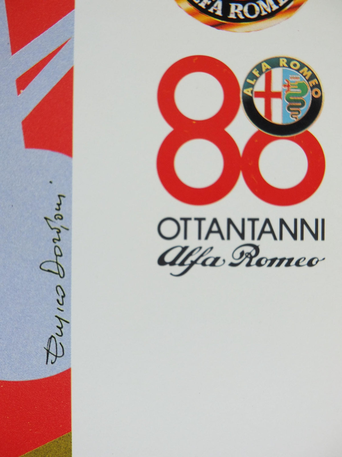 1990 Alfa Romeo Belgium Poster, Brussels Eurotrophaeum, 80th anniversary, Ottantanni, art deco style by Enrico Dordoni, wall art decor