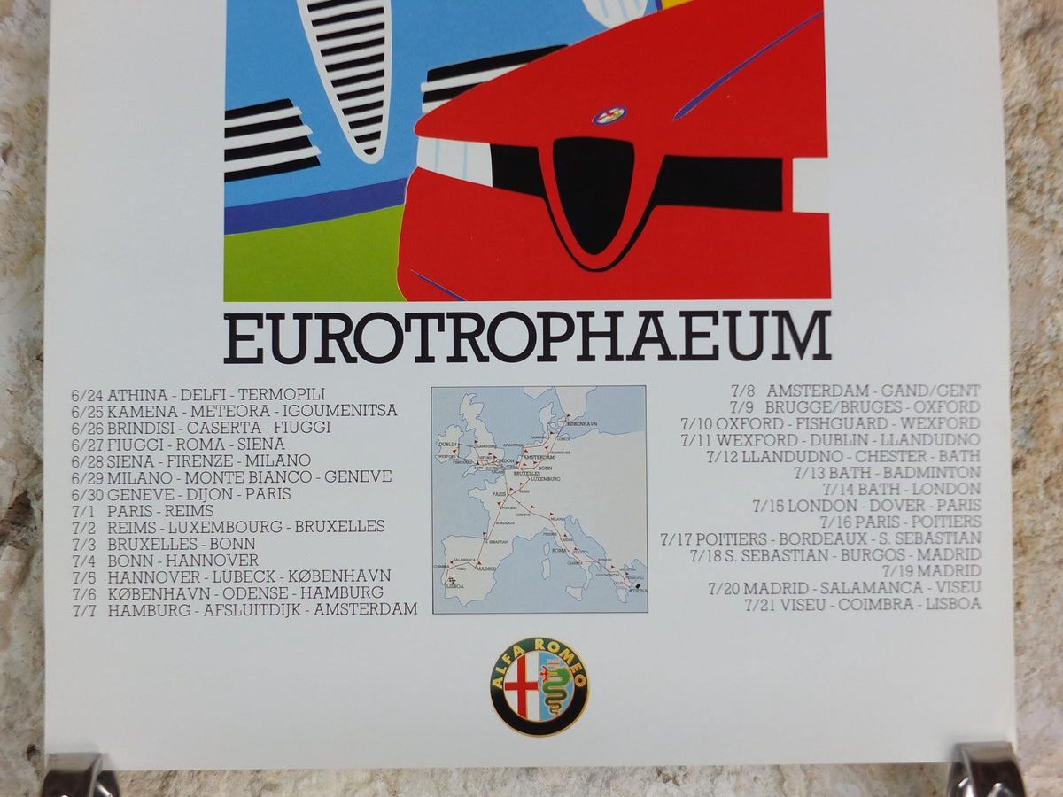 1990 Alfa Romeo EU Poster, EU12 Eurotrophaeum, 80th anniversary of Alfa Romeo, Ottantanni, art deco style by Enrico Dordoni, wall art decor