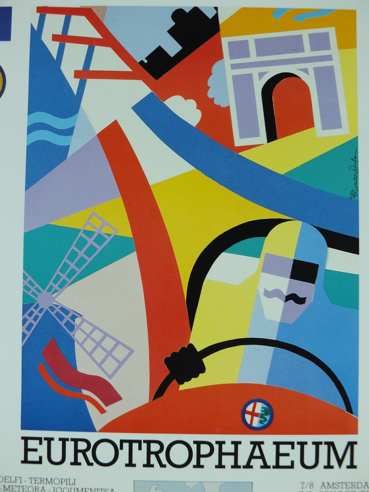 1990 Alfa Romeo France Poster, Paris Eurotrophaeum 80th anniversary, Ottantanni, art deco style by Enrico Dordoni, wall art decor