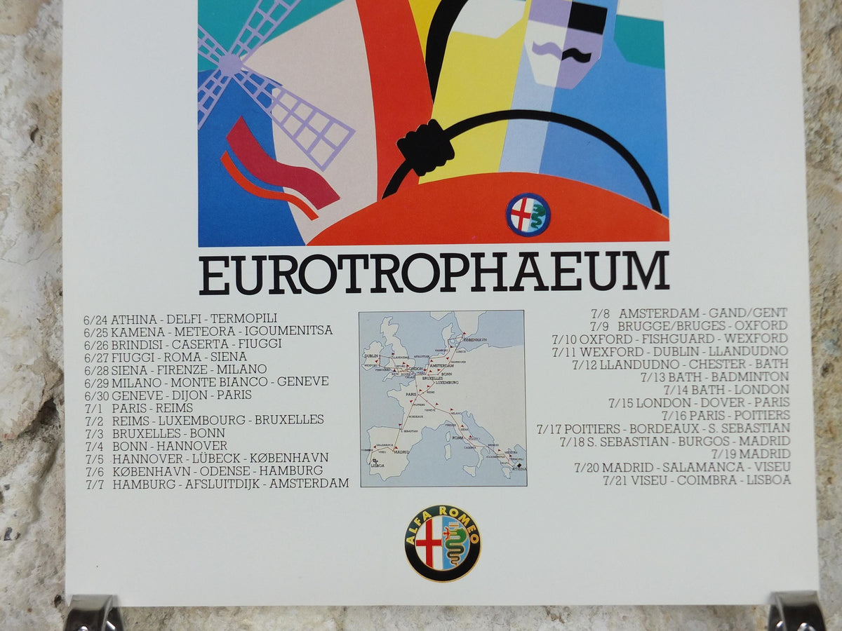 1990 Alfa Romeo France Poster, Paris Eurotrophaeum 80th anniversary, Ottantanni, art deco style by Enrico Dordoni, wall art decor