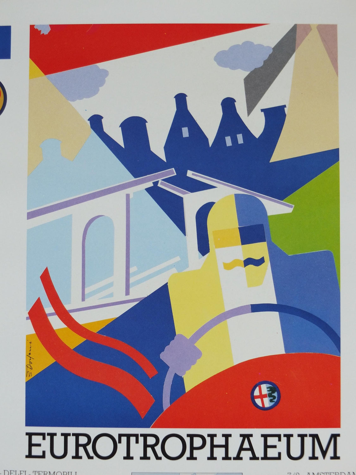 1990 Alfa Romeo The Netherlands Poster, Amsterdam Eurotrophaeum 80th anniversary, Ottantanni, art deco style Enrico Dordoni, wall art decor