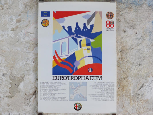 1990 Alfa Romeo The Netherlands Poster, Amsterdam Eurotrophaeum 80th anniversary, Ottantanni, art deco style Enrico Dordoni, wall art decor