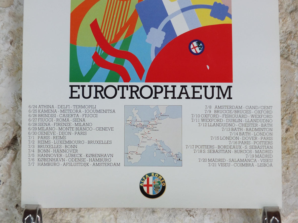 1990 Alfa Romeo Ireland Poster, Dublin Eurotrophaeum, 80th anniversary, Ottantanni, art deco style by Enrico Dordoni, wall art decor
