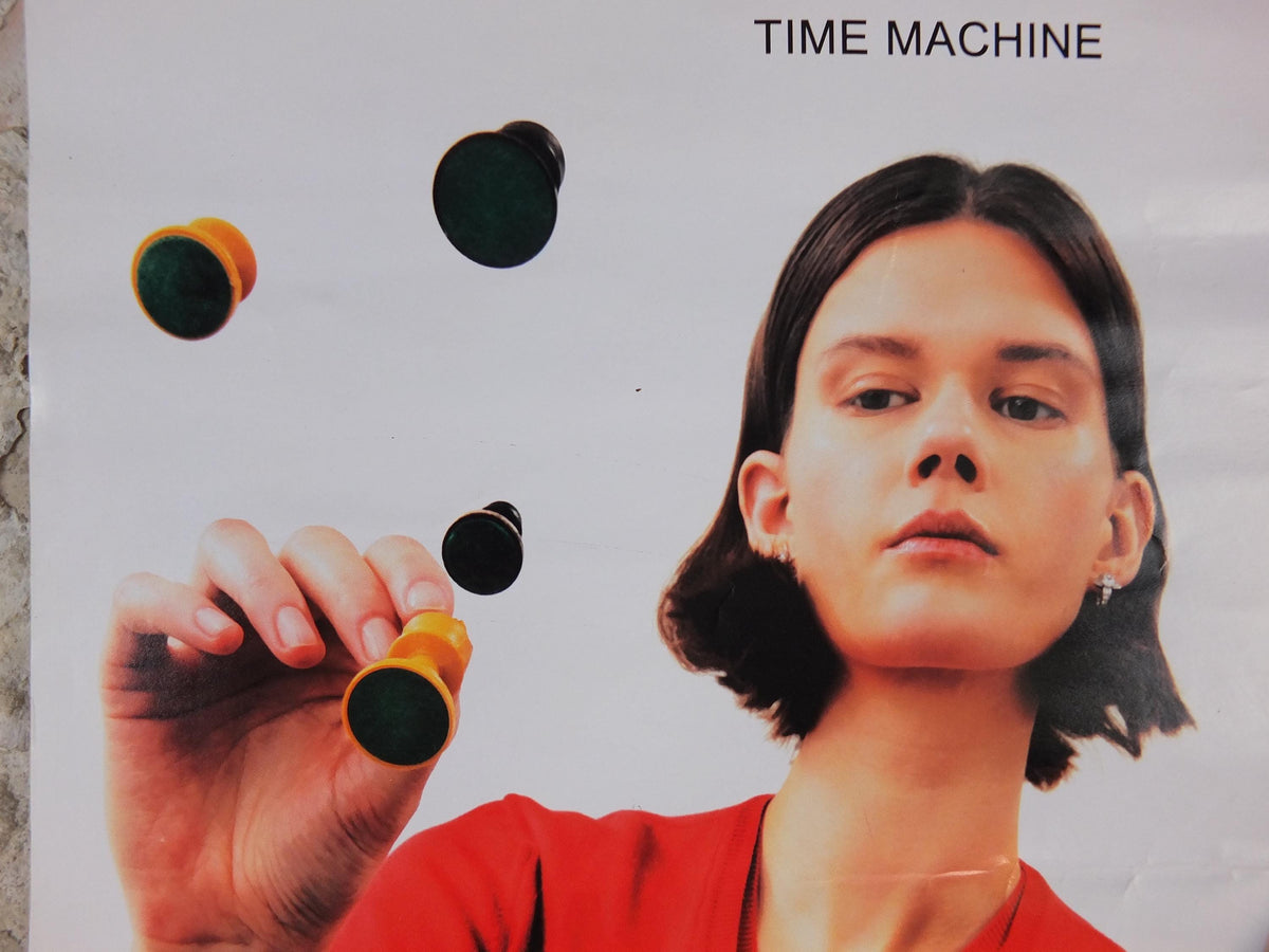 1990s Vivienne Westwood Poster, Time Machine watches and time pieces, transparent chess, gallery exhibition wall art decor