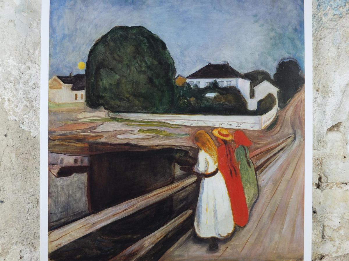 2000 Edvard Munch Poster, The Girls on the Pier 1901, Expressionism, gallery exhibition, wall art decor