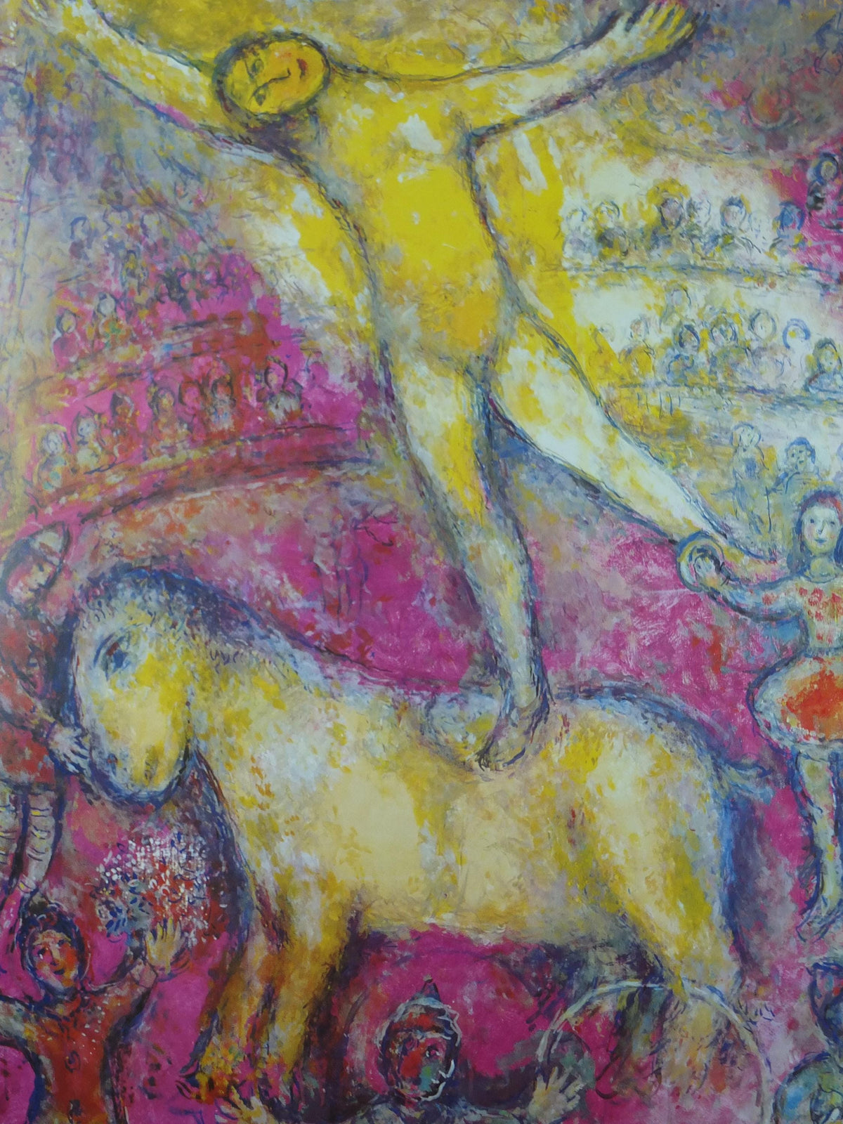 1987 Marc Chagall Poster, At the Circus, Au Cirque 1976, colourful Cubism and Expressionism, gallery exhibition, wall art decor