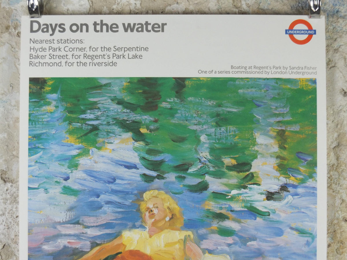 1989 Tube London Underground Poster, Days on the Water, Sandra Fisher, authentic London history, travel history, wall art decor
