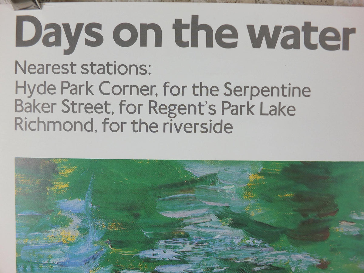1989 Tube London Underground Poster, Days on the Water, Sandra Fisher, authentic London history, travel history, wall art decor