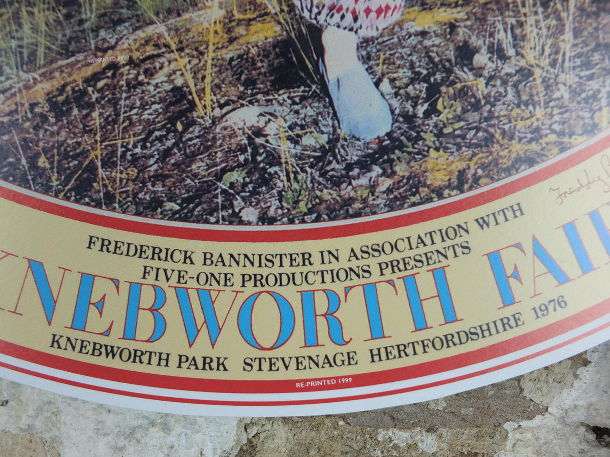1976 Knebworth Fair Poster, Rolling Stones, Lynyrd Skynyrd, Signed by Freddy Bannister, 1999 reprint, Psychedelic rock music, wall art decor