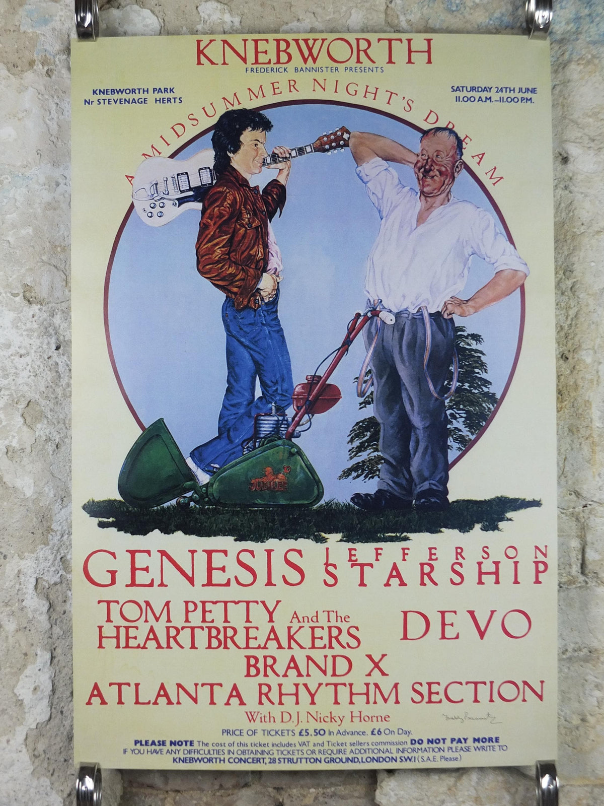 1978 Genesis Knebworth Park Concert Poster, A midsummer nights dream, Signed by Freddy Bannister, 1999 reprint, Psychedelic music, wall art