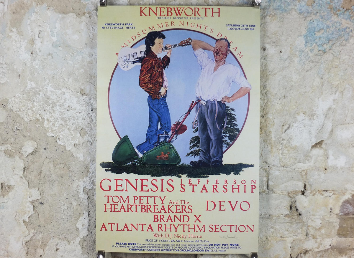 1978 Genesis Knebworth Park Concert Poster, A midsummer nights dream, Signed by Freddy Bannister, 1999 reprint, Psychedelic music, wall art