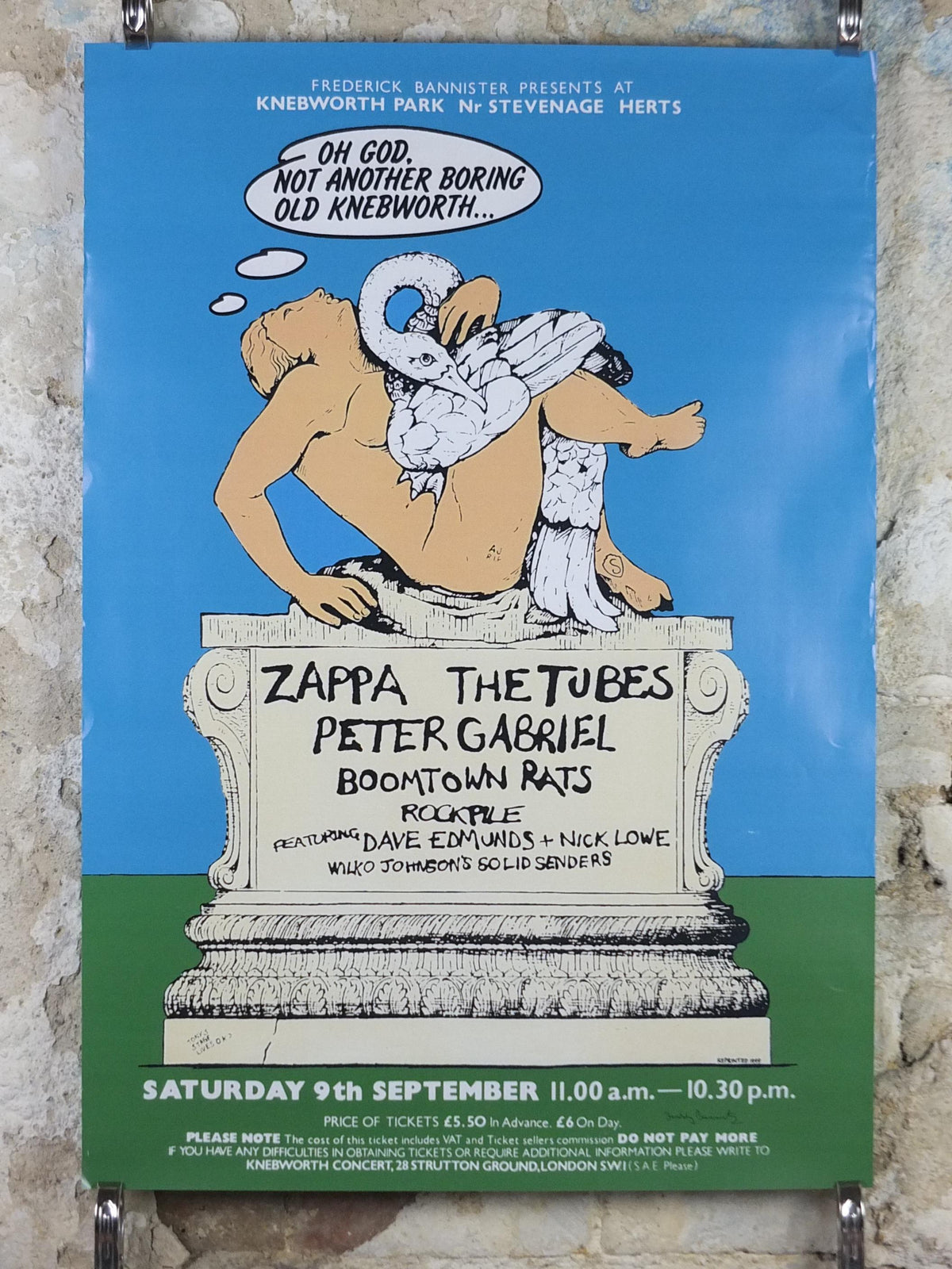 1978 Knebworth Park Concert Poster, Not another boring Knebworth, Signed by Freddy Bannister, 1999 reprint, Psychedelic rock music, wall art