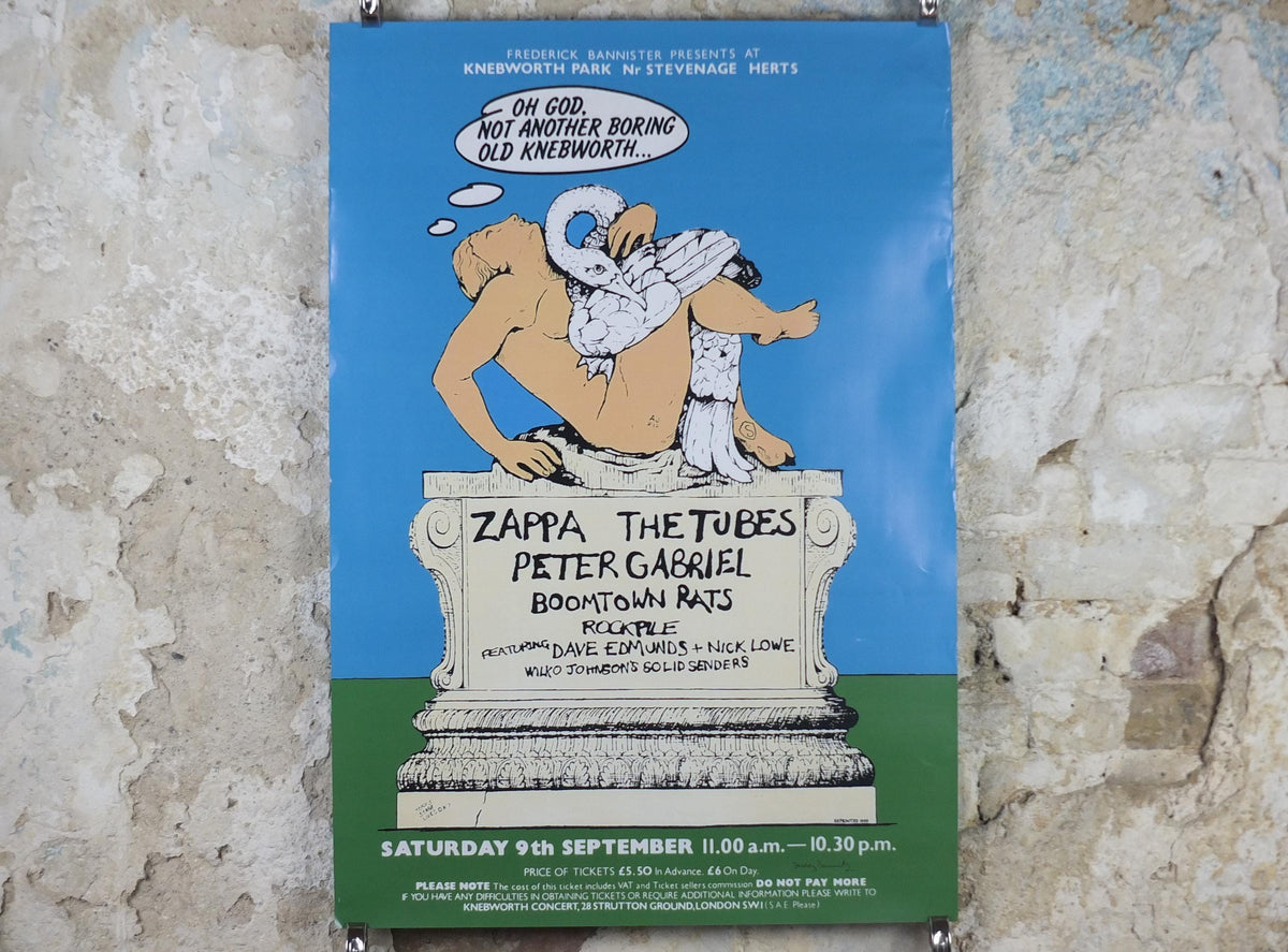 1978 Knebworth Park Concert Poster, Not another boring Knebworth, Signed by Freddy Bannister, 1999 reprint, Psychedelic rock music, wall art