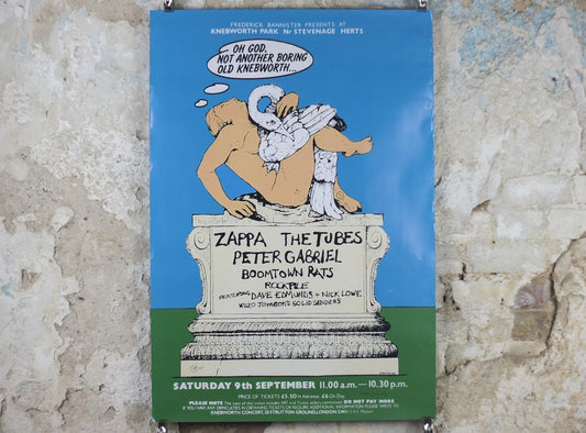 1978 Knebworth Park Concert Poster, Not another boring Knebworth, Signed by Freddy Bannister, 1999 reprint, Psychedelic rock music, wall art