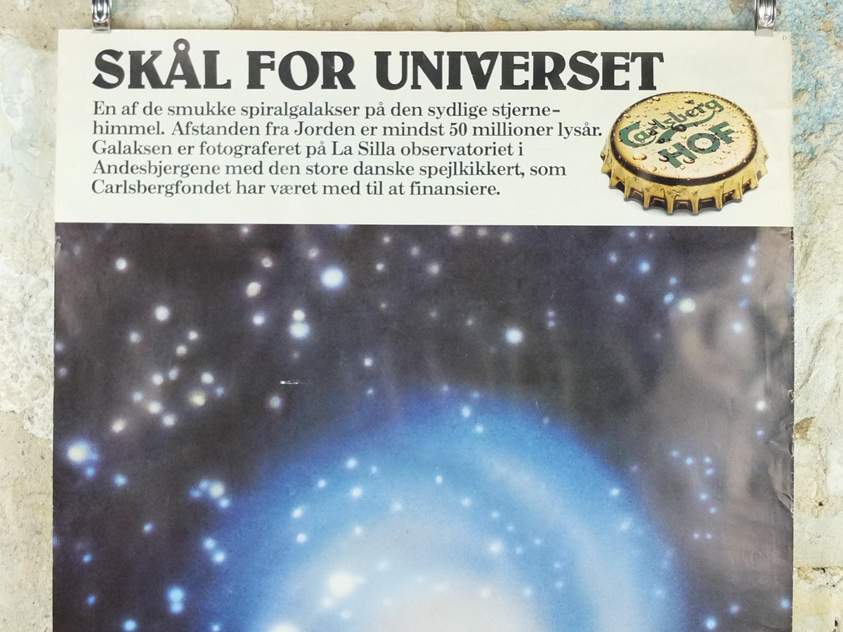 1990s Carlsburg Poster, Cheers to the Universe, Skal for Universet, advertising lager beer, wall art decor
