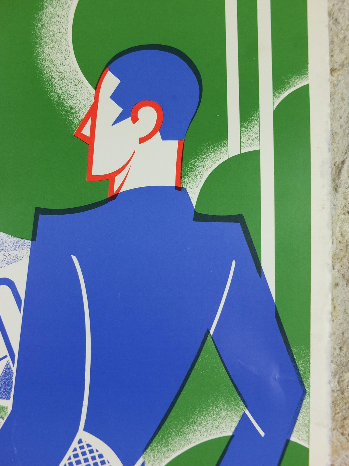 Grenoble Tennis Poster, Jardin des Dauphins by Gaston Gorde, French reproduction of 1930 poster from 1970s, art deco, wall art decor