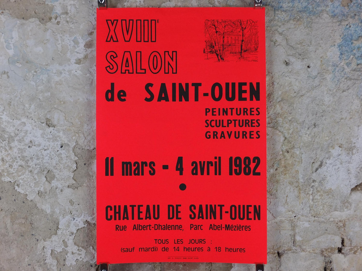1982 iridescent French red / orange Art Poster, XVIII Salon at Chateau de Saint Ouen, wall art decor