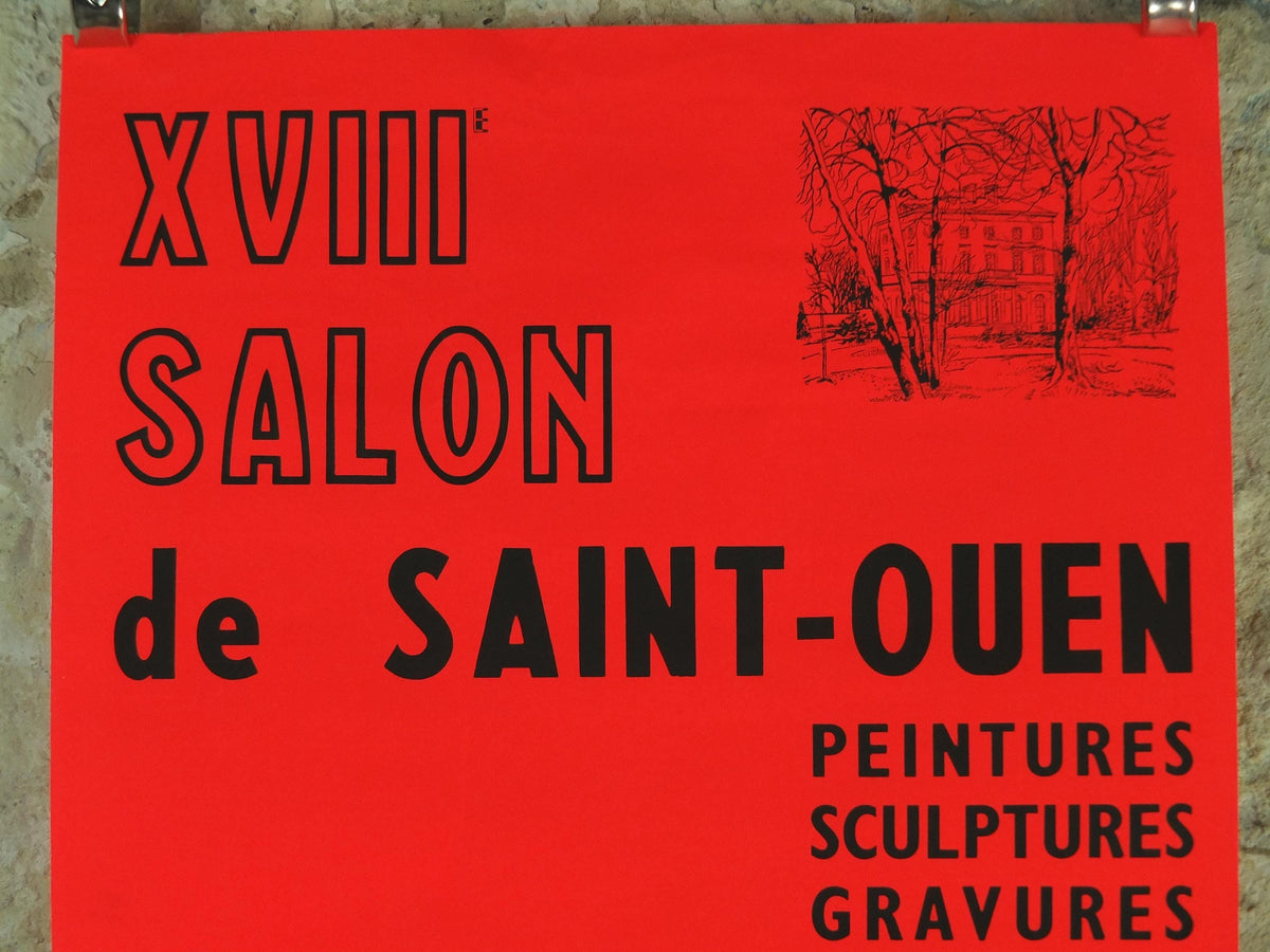 1982 iridescent French red / orange Art Poster, XVIII Salon at Chateau de Saint Ouen, wall art decor