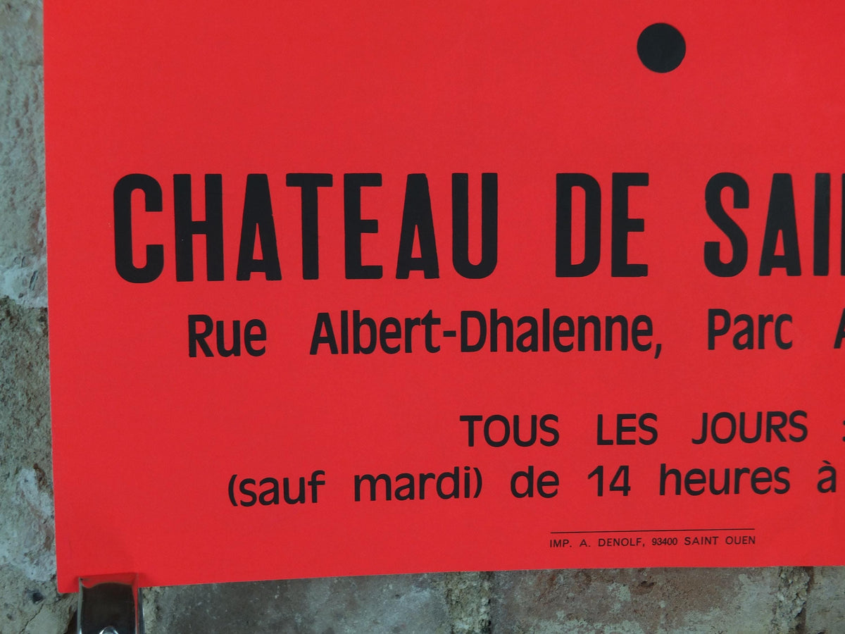 1982 iridescent French red / orange Art Poster, XVIII Salon at Chateau de Saint Ouen, wall art decor